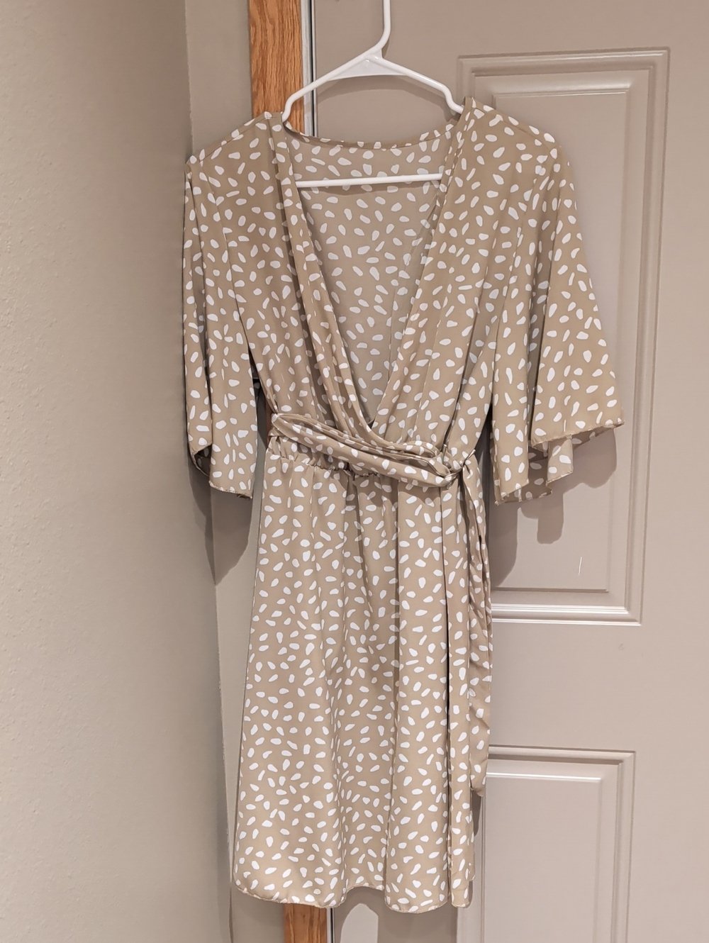 Beige & White Printed Dress